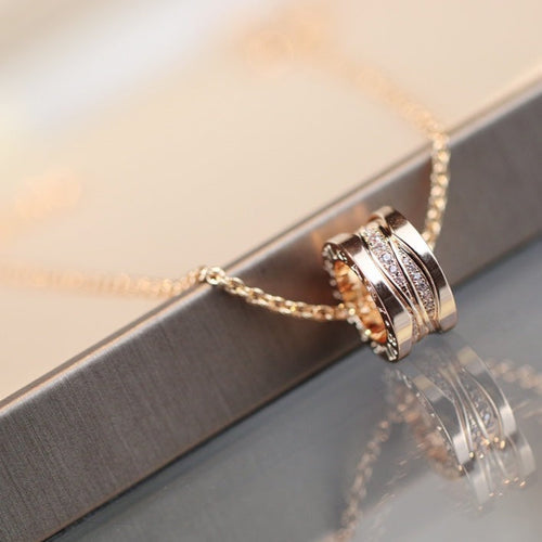 Bvlgari Zero 1 Pink Gold Necklace Cubic Zirconia